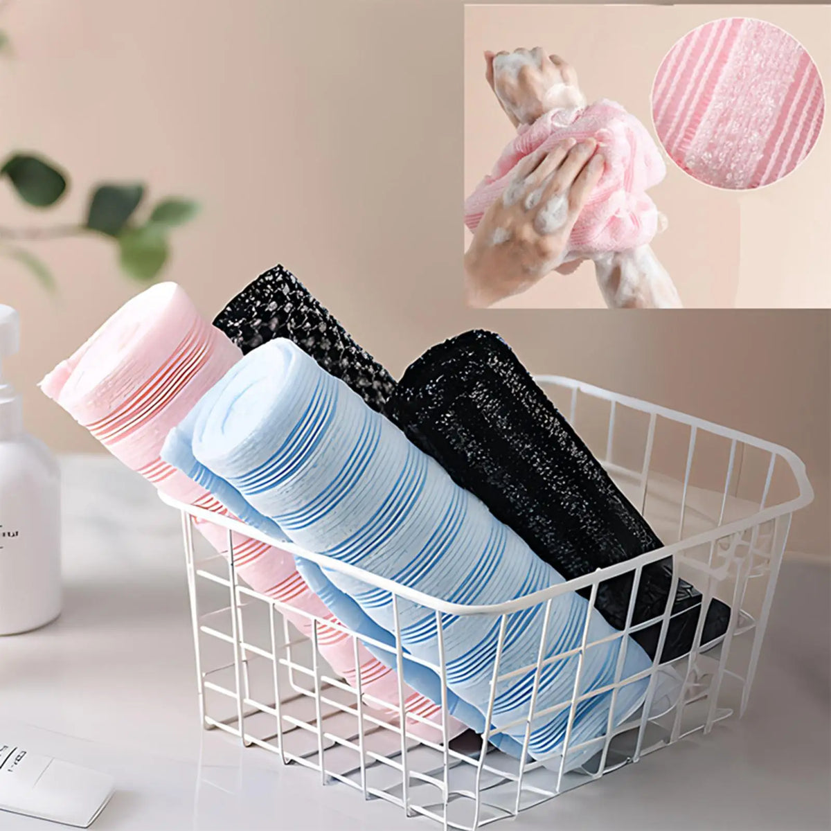 Striped Back Scrubber Exfoliating Bath Towel Wash Cloth Body Exfoliator Towel Qme