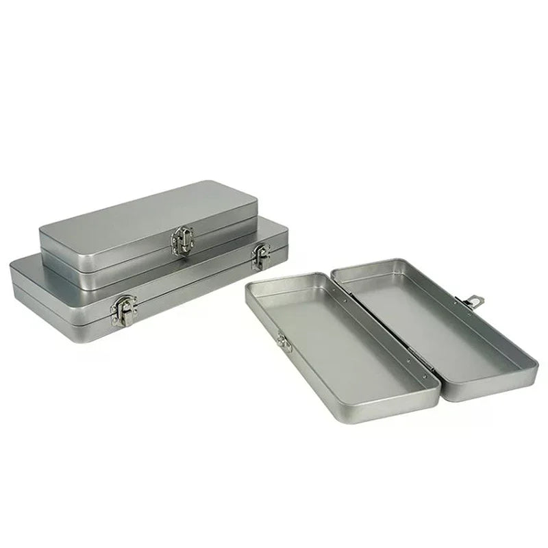 Metal Rectangular Storage Box with Lid – Silvery Gray Metal Storage Box Qme