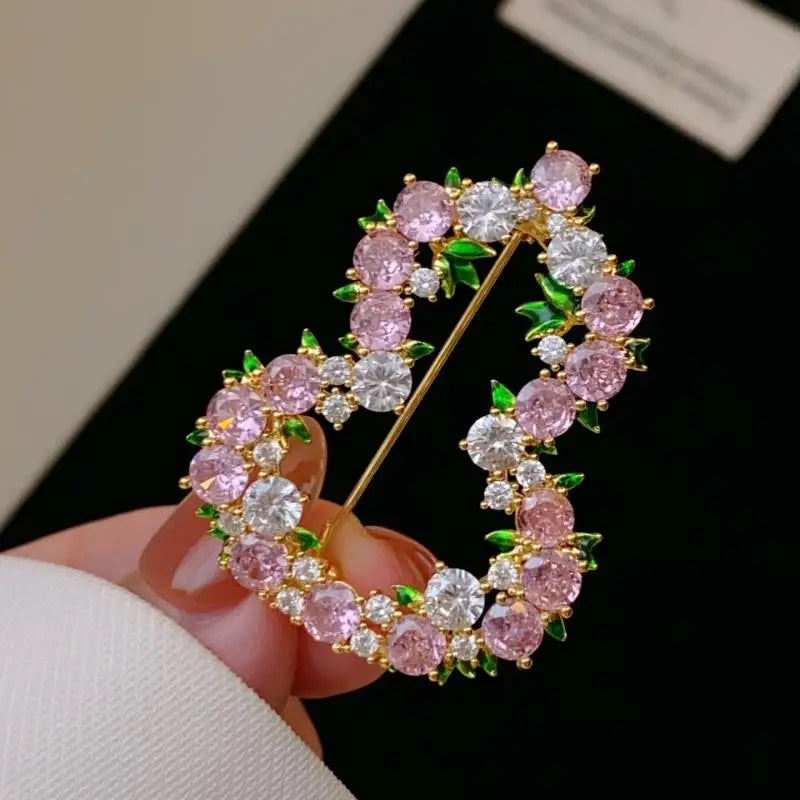 Pink Rhinestone Lucky Gourd Brooch – Women's Lapel Pin Fashion Brooch Pin Qme