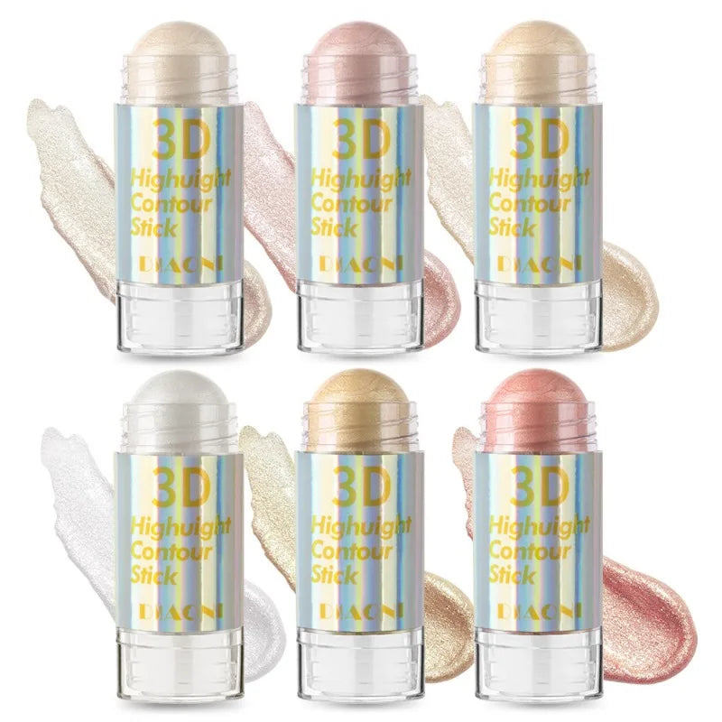 6-Color 3D Highlighter Bar – Contour, Bronzer & Shimmer Stick Highlighter Contour Bar Qme