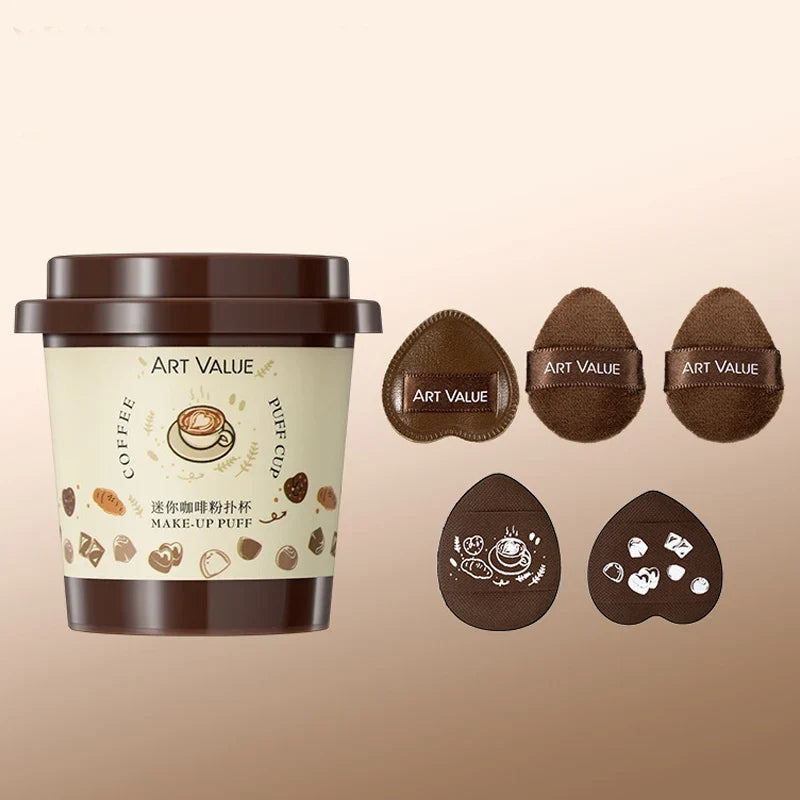 Mini Coffee Powder Puff – Wet & Dry Fingertip Makeup Sponge Makeup Sponge Puff Qme Set