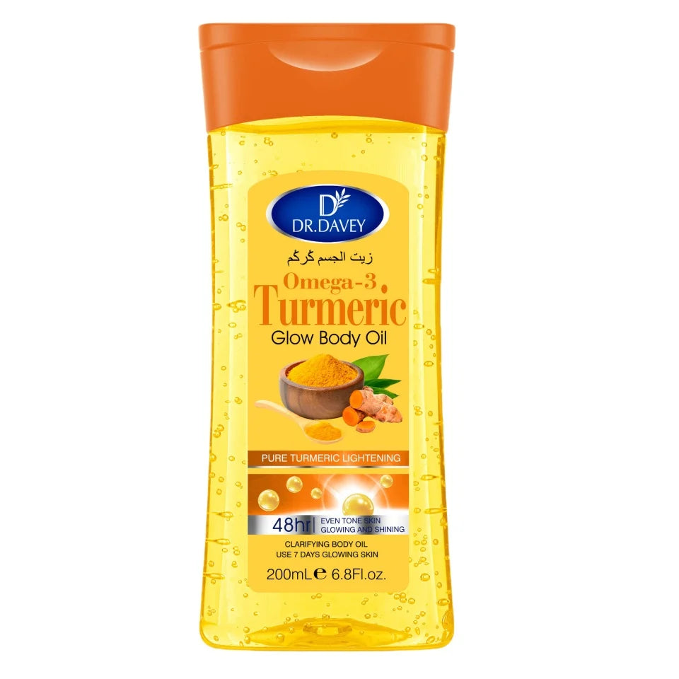 DR.DAVEY 200ml Turmeric Omega-3 Glow Body Oil | Moisturizing Body Oil Qst 200ml