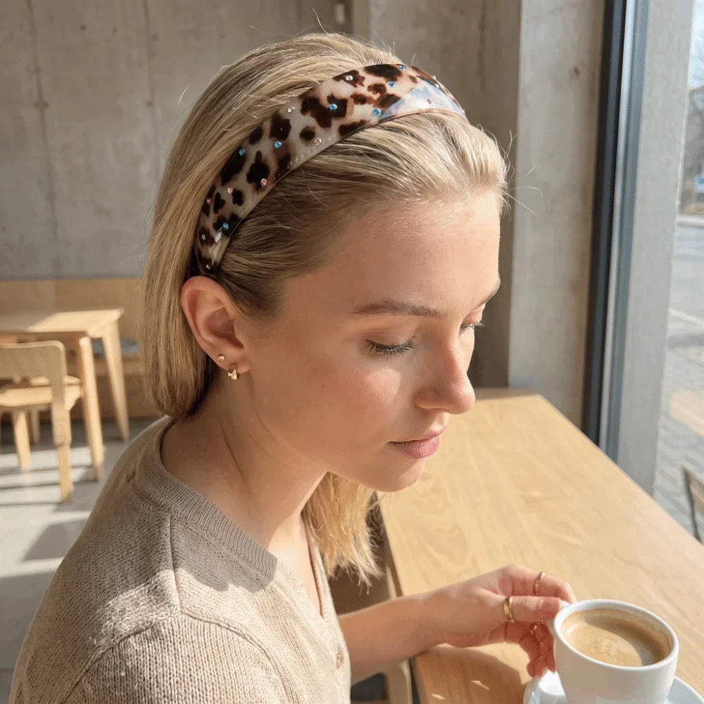 Rhinestone Leopard Print Headband – Colorful Non-Slip Acrylic Rhinestone Headband Qme