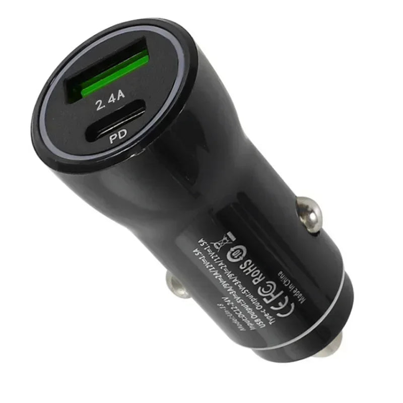 20W Mini PD + QC3.0 Dual USB Car Charger for iPhone & iPad USB Car Charger Qme