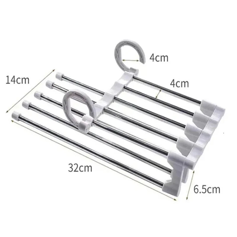 Stainless Steel Folding Trouser & Tie Rack Hanger Organizer Folding Clothes Hanger Qme
