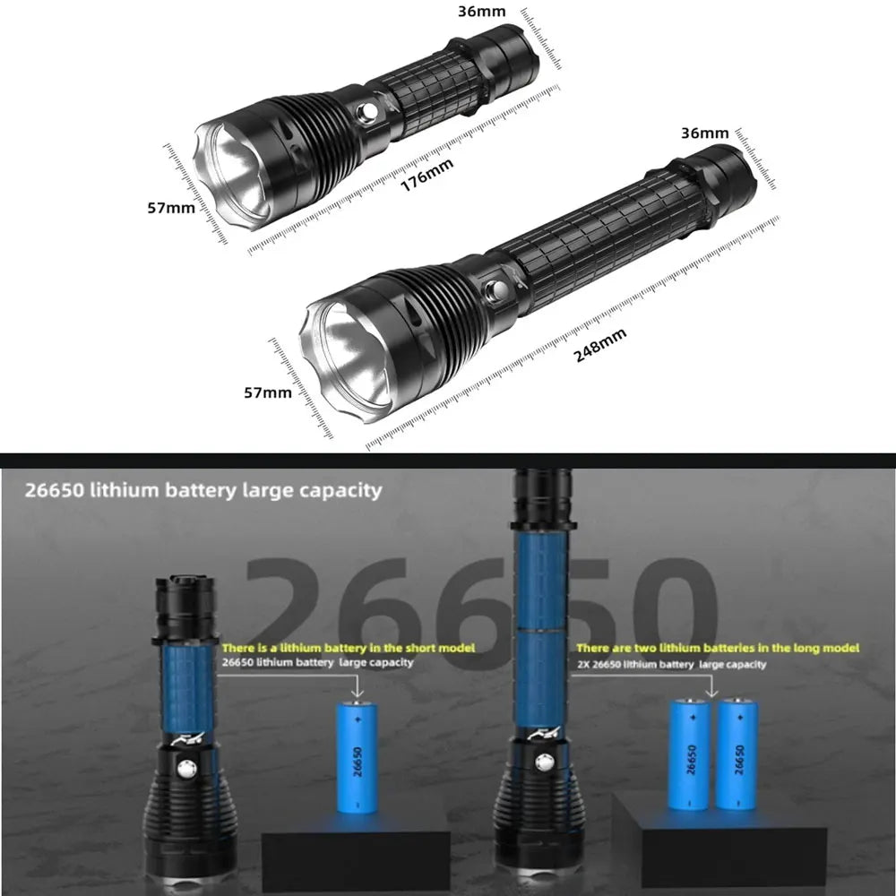 IP68 Diving Flashlight XHP70 1800LM | 26650 Battery Torch Diving Flashlight Qst