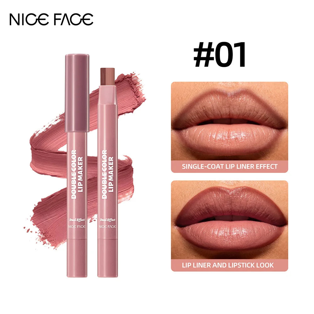 Qme Two-Color Matte Lip Liner – Long-Lasting & Smudge-Proof Matte Lip Liner Qme 01