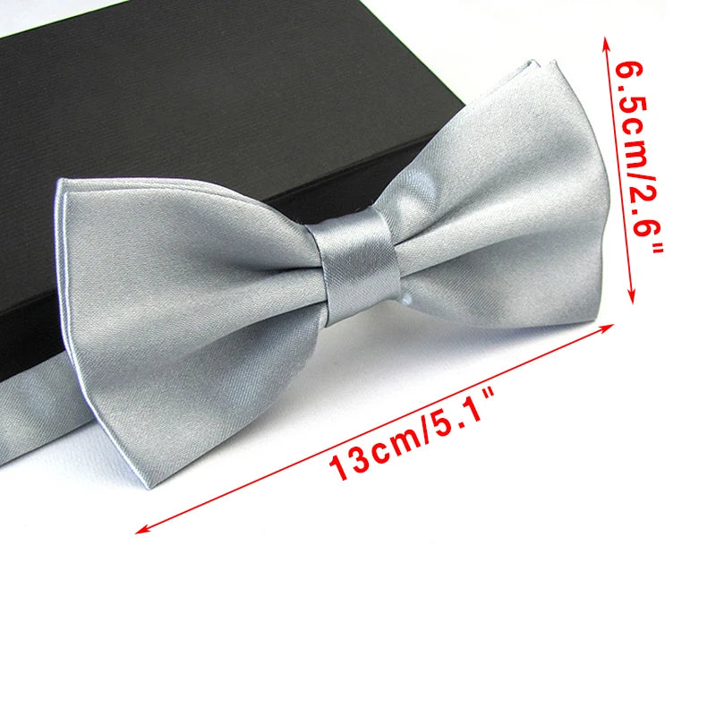 Men's Satin Bow Tie – Solid Color Adjustable Wedding Bow Tie Satin Bow Tie Qst