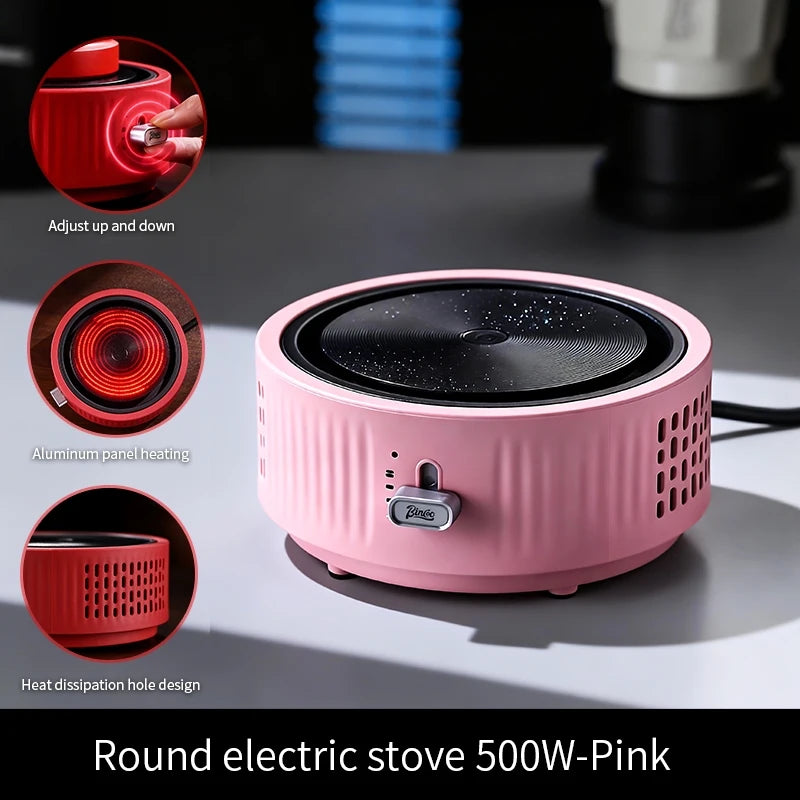 Bincoo 500W Electric Heating Plate for Moka Pots – Dual Temp Electric Heating Plate Qst Pink-500w