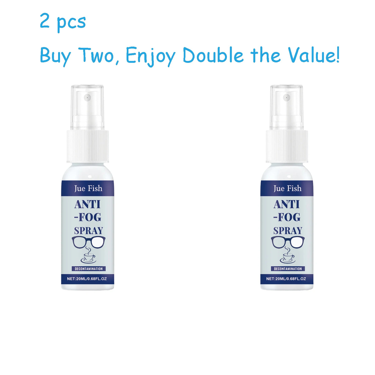 Jue-Fish Anti-Fog Spray for Eyeglasses – Clear Lens Formula Lens Cleaning Spray Qst 2 pcs