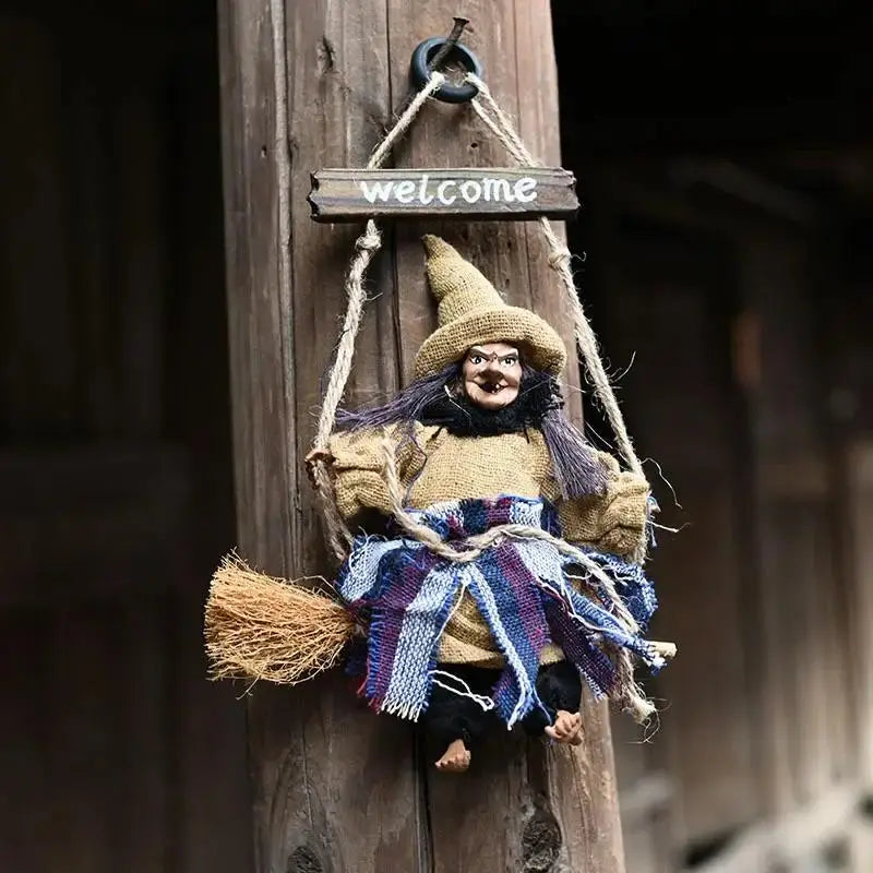 Witch Doll Hanging Halloween Decor – Flying Ghost Pendant Halloween Hanging Decor Qme