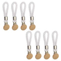 Towel Hanging Clips – Woven Cotton Rope & Wood Round Head Towel Hanging Clips Qme 8pcs White