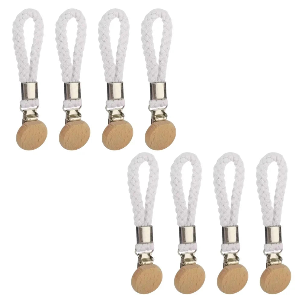 Towel Hanging Clips – Woven Cotton Rope & Wood Round Head Towel Hanging Clips Qme 8pcs White