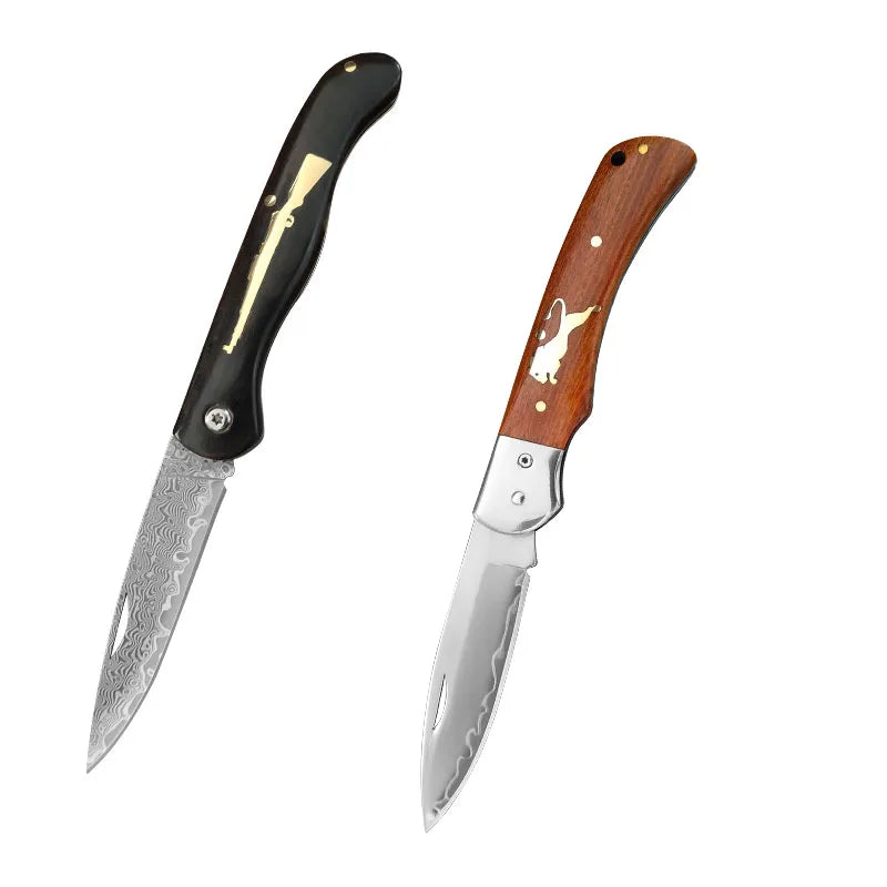 VG10 Damascus Steel Folding Paring Knife – Wood Handle Folding Paring Knife Qst Folding Knife AB