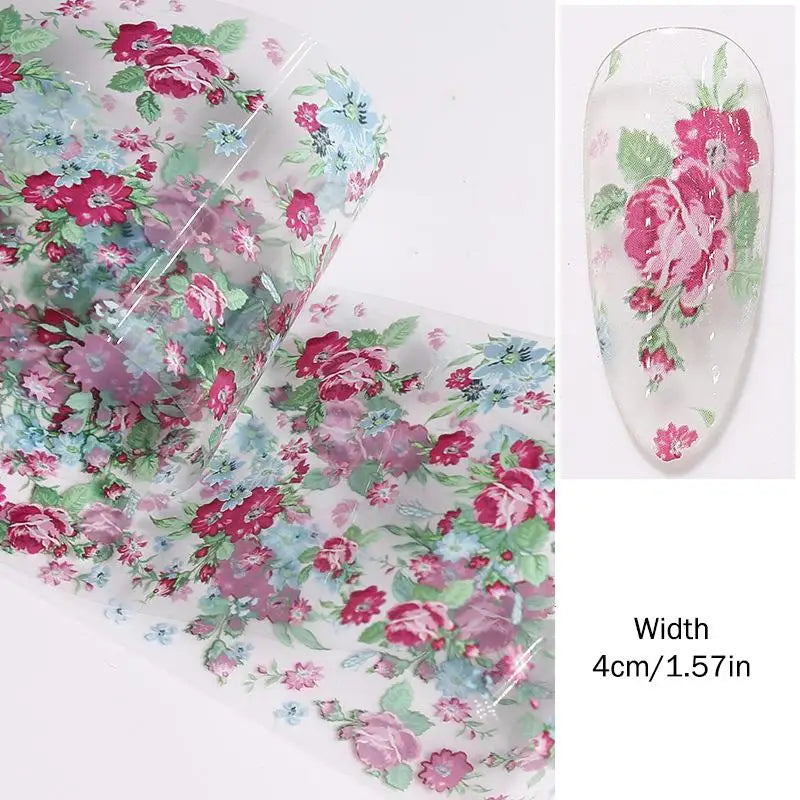 Floral Nail Transfer Foil Stickers – DIY Rose Manicure Art Nail Art Foil Qme