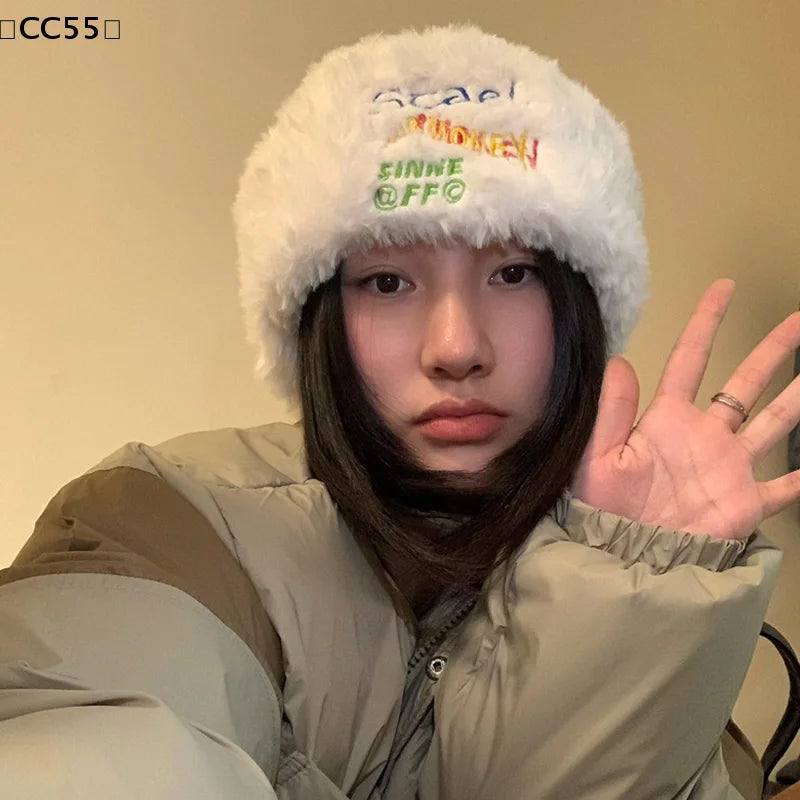 Women's Plush Knit Winter Hat with Ear Covers – Warm Cap Winter Knit Hat Qst