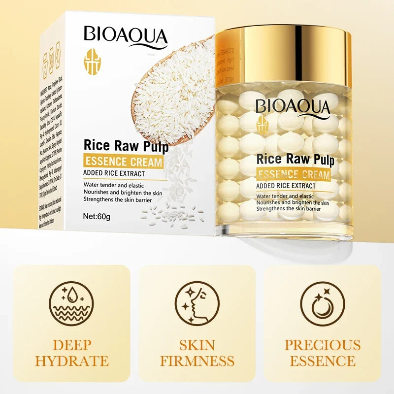 BIOAOUA Rice Moisturizing Essence Cream – Brightening & Hydrating Face Essence Cream Qme