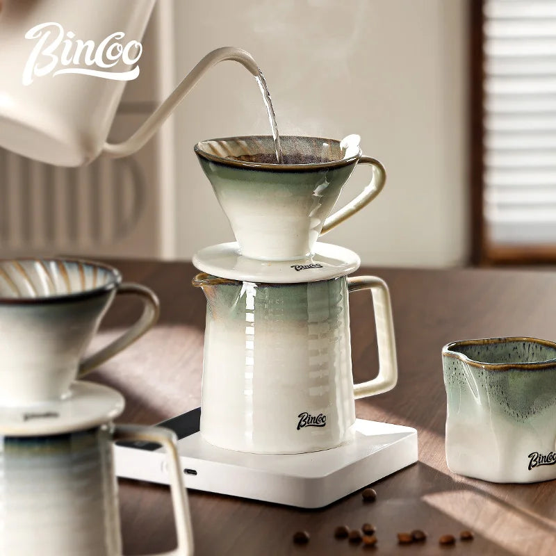Bincoo 450ml Ceramic Pour Over Coffee Maker & Dripper Set Pour Over Coffee Set Qst