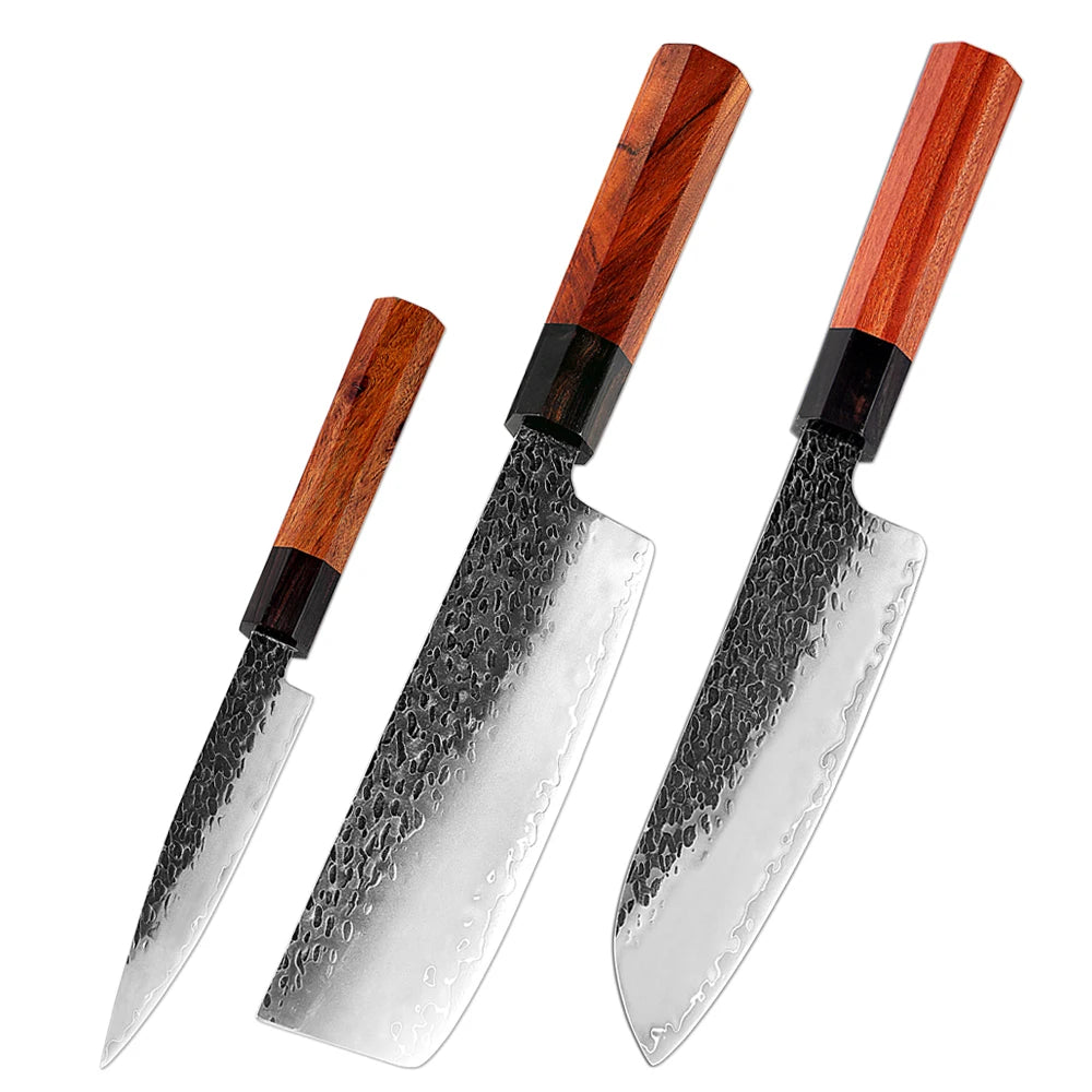 XITUO Kitchen Knife Set – Santoku, Nakiri & Utility Knives Kitchen Knife Set Qst 3PCS Knife