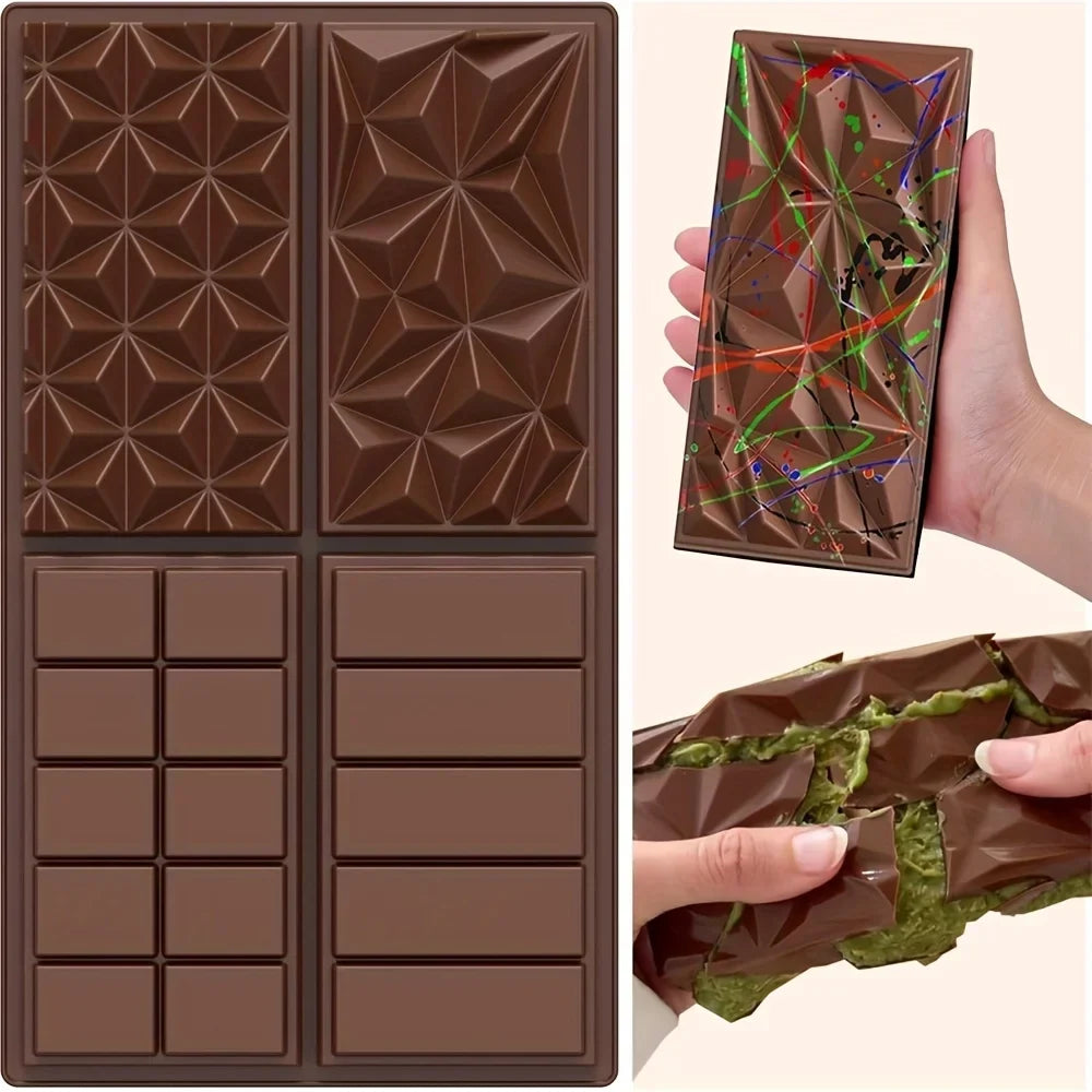 Large Deep Silicone Chocolate Bar Mold – Dubai Pistachio Style Silicone Chocolate Mold Qme