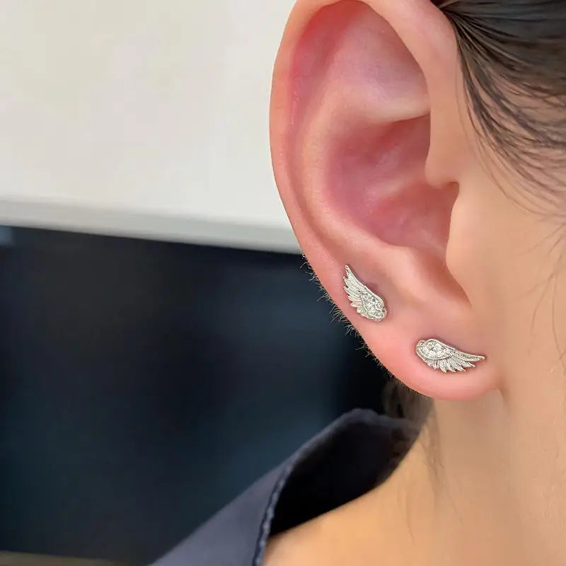 Angel Wings Ear Studs – Shiny Vintage Luxury Couple Jewelry Stud Earrings Qme