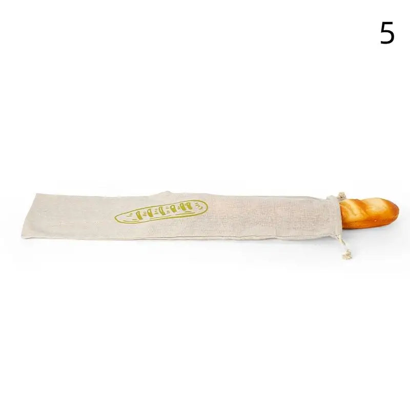 Reusable Linen Cotton Bread Bag Drawstring Baguette Storage Bread Storage Bag Qme 5