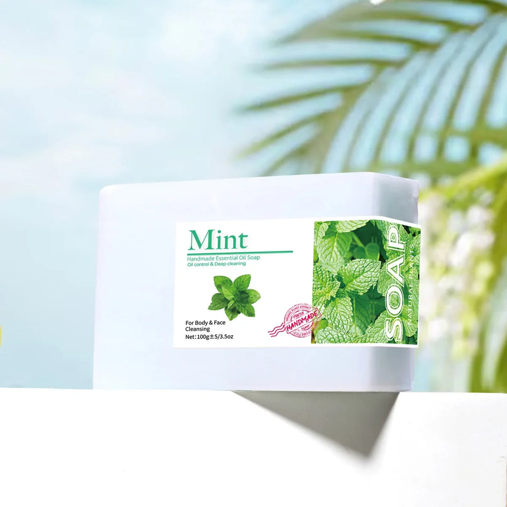 Handmade Organic Peppermint Essential Oil Bar Soap | Natural Artisan Bar Soap Qme