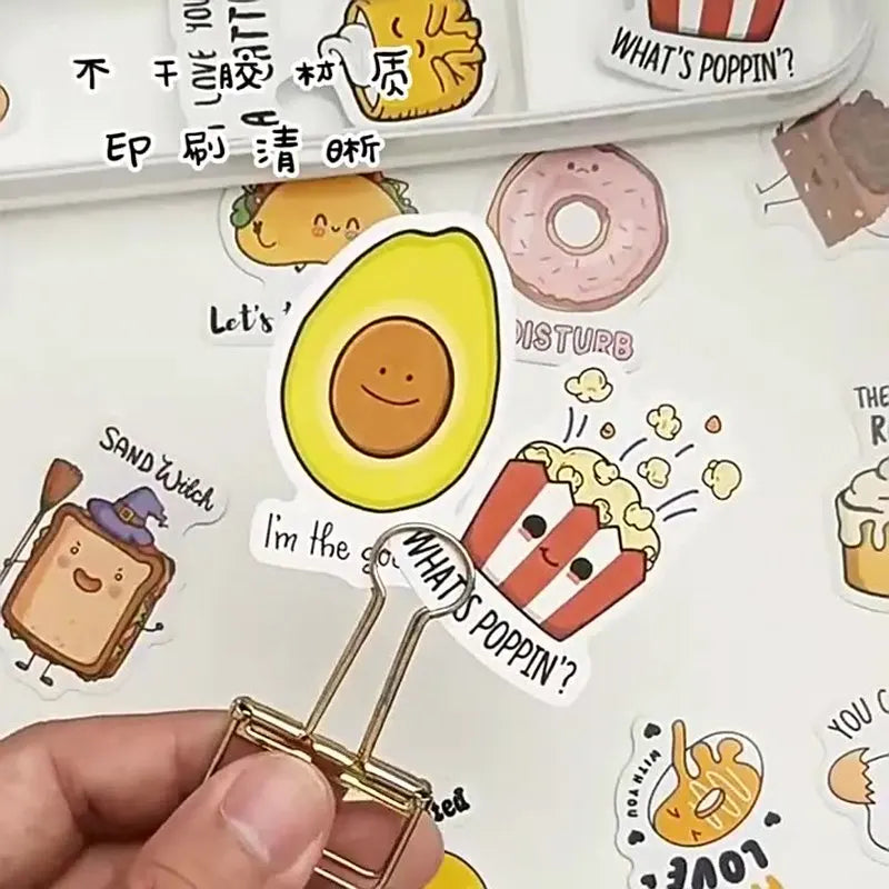 30-Sheet Kawaii Dessert Character Self-Adhesive Sticker Box Decorative Sticker Set Qme