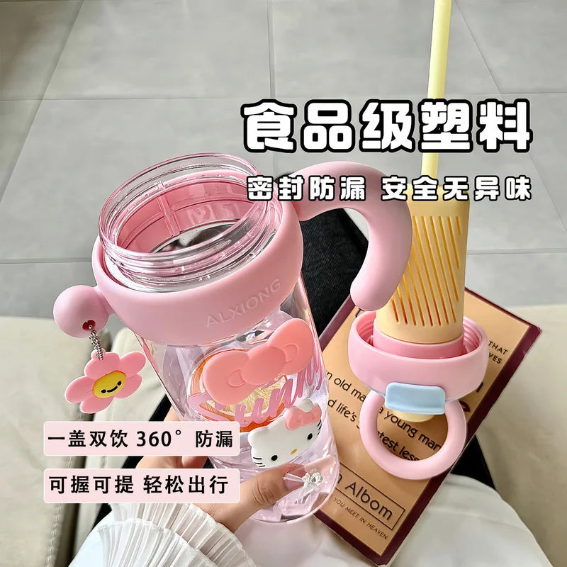 Hello Kitty Extra-Large Plastic Cup with Straw – 4 Colors Novelty Drinkware Cup Qme
