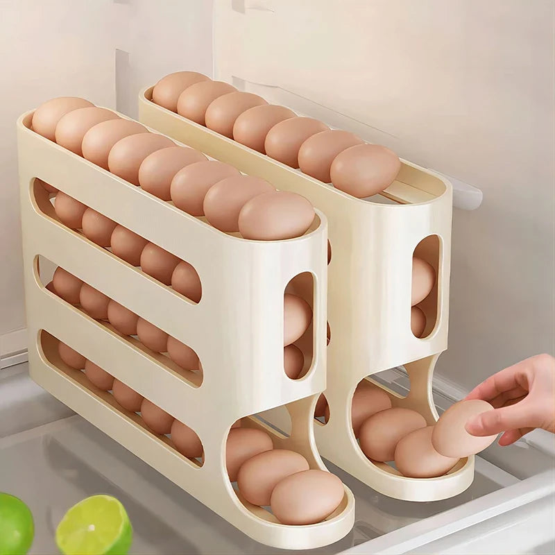 30-Egg Rolling Dispenser Rack | Fridge Egg Organizer Box Egg Dispenser Rack Qme
