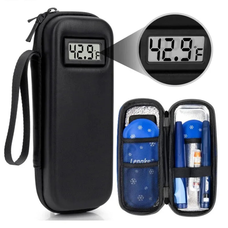 Waterproof Insulin Cooling Travel Case with LCD Display Medication Cooling Case Qst black