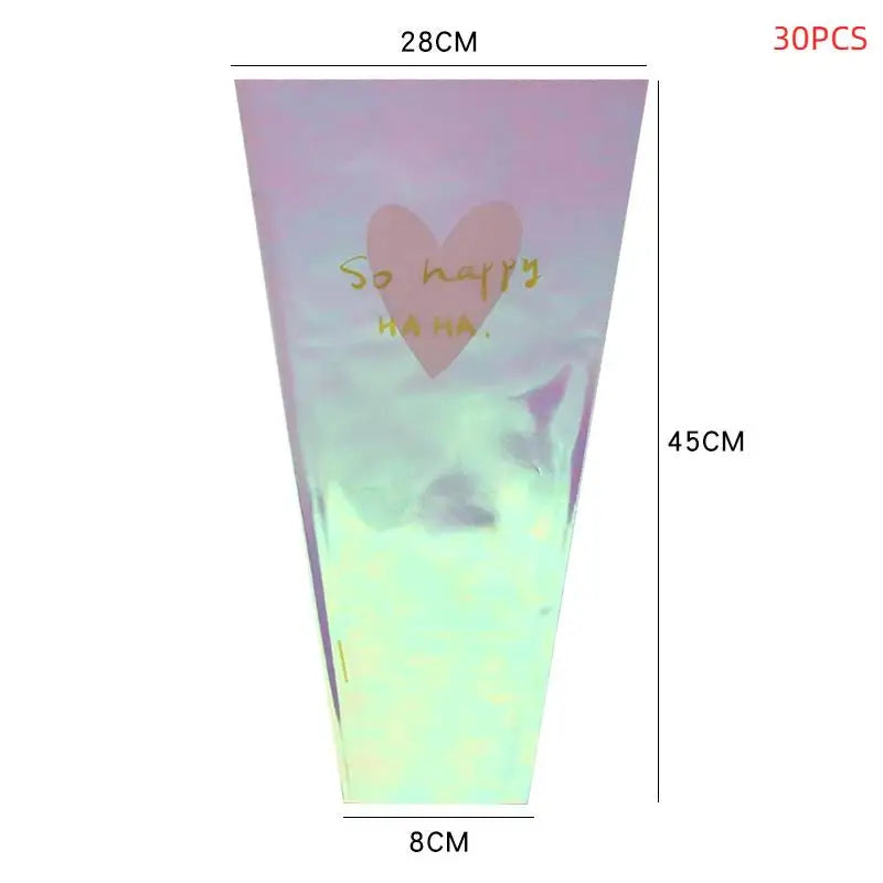 Colorful Transparent Laser Flower Packaging Bags – 30pcs Flower Packaging Bags Qme L