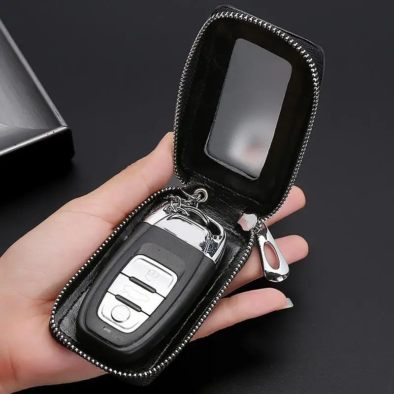 Leather Car Key Case – Key Fob Protector with Coin Holder Leather Key Case Qst
