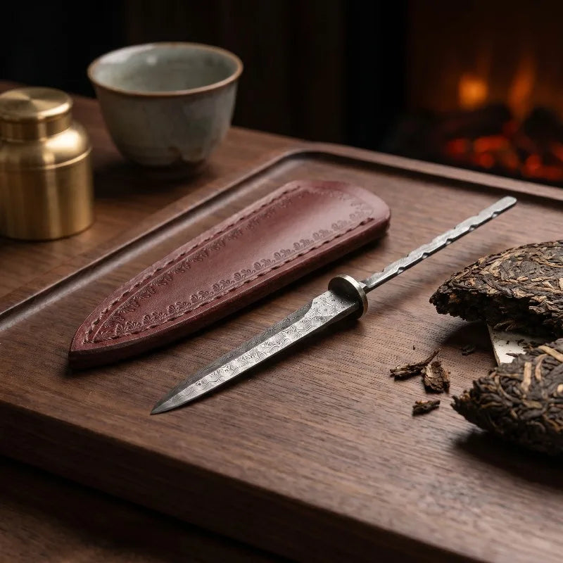 Damascus Steel Tea Knife Blank – Rose & Wave Pattern DIY Blade Knife Blank Qst