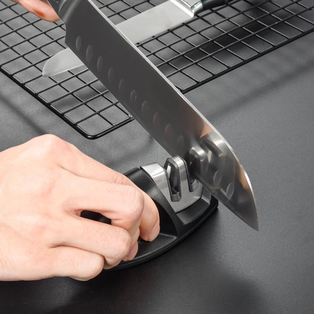 Mini 2-Stage Kitchen Knife Sharpener – Tungsten & Ceramic Knife Sharpener Qst