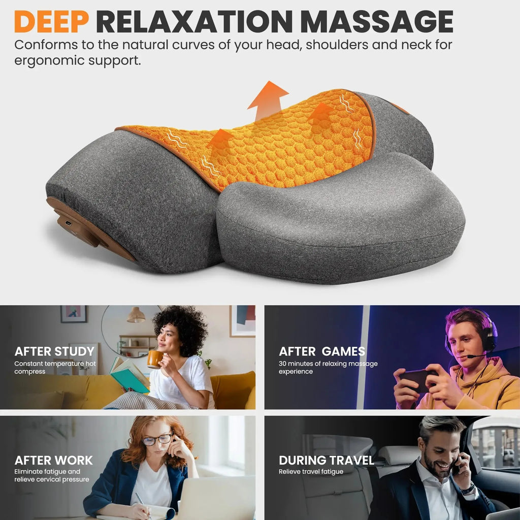 Cervical Neck Massager Pillow – Heat, Vibration & Traction Neck Massage Pillow Qst