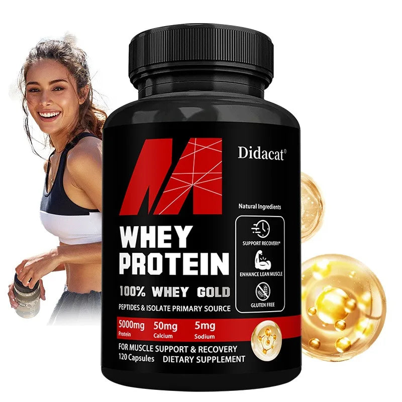 Didacat Whey Protein Concentrate 5000mg – Gluten Free, Non-GMO Protein Supplement Qst