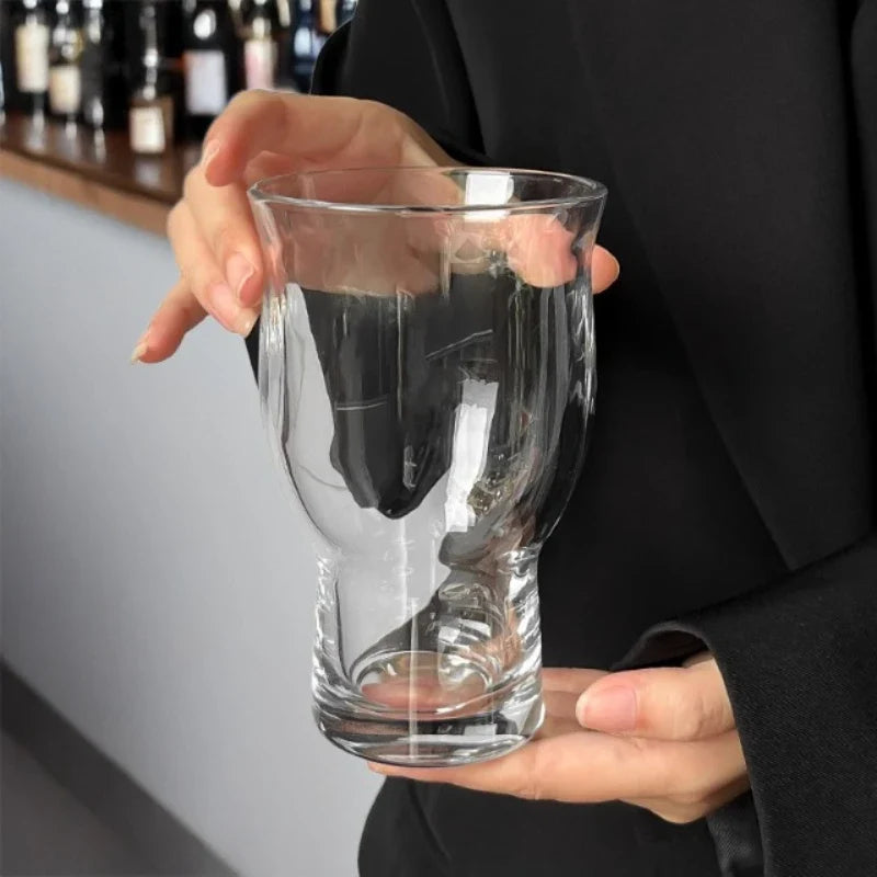 Large Wide-Mouth Glass Cup – Iced Coffee & Cold Drinks Glass Drink Cup Qme