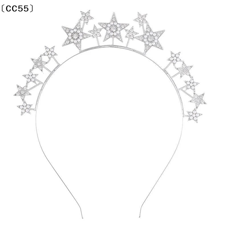 Rhinestone Pearl Star Headband – Party Festival Hair Accessory Fashion Headband Qst