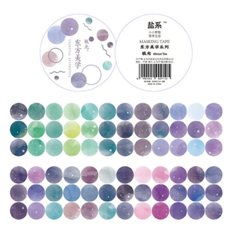 Watercolor Polka Dot Washi Sticker Roll for Junk Journaling Washi Sticker Roll Qme E