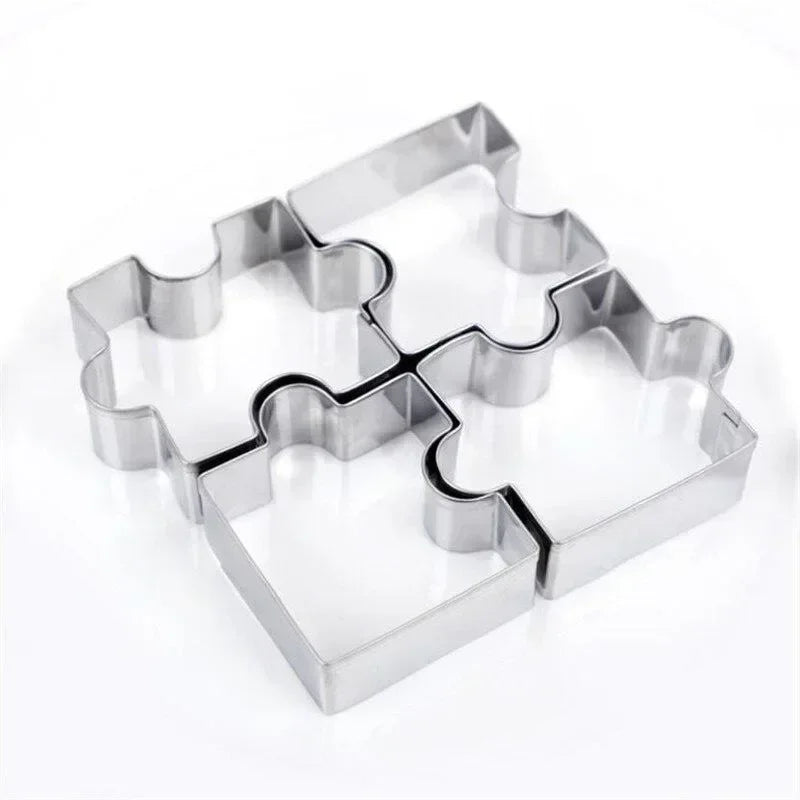 3D Puzzle Cookie Cutter Set – Stainless Steel DIY Biscuit Molds Cookie Cutter Set Qme 4pcs set