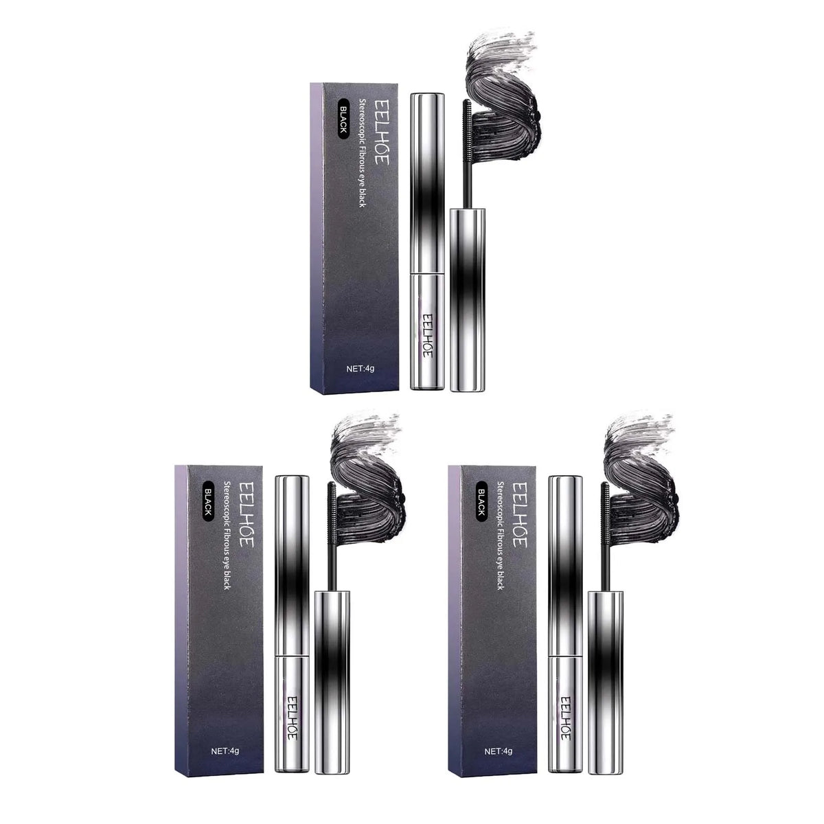 Qme Curling Waterproof Mascara – Thick Lengthening Lashes Waterproof Mascara Qme black 3pcs