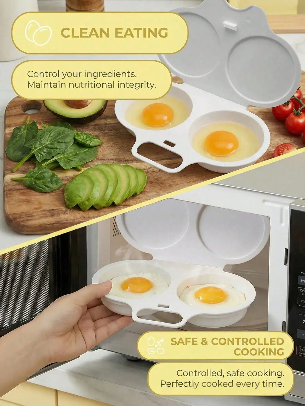 Microwave Egg Boiler Cup | Double-Layer Reusable Non-Electric Microwave Egg Cooker Qme