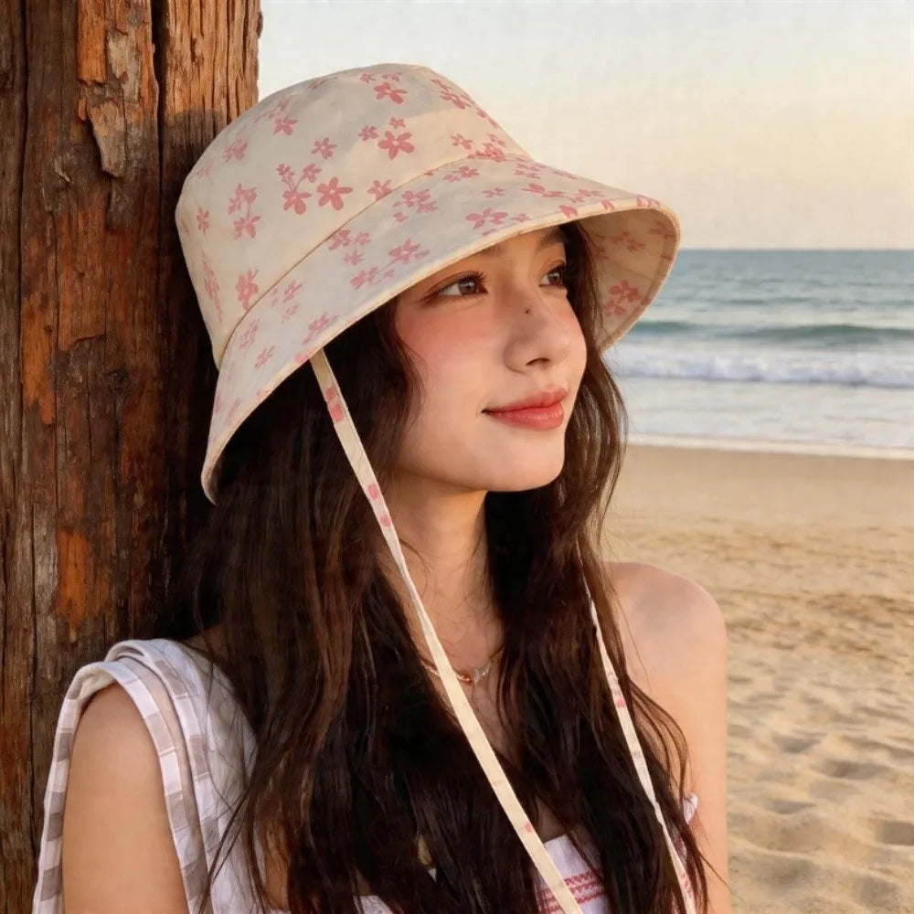 Floral Double-Sided Bucket Hat – Foldable Wide Brim Sun Hat Bucket Hat Qme