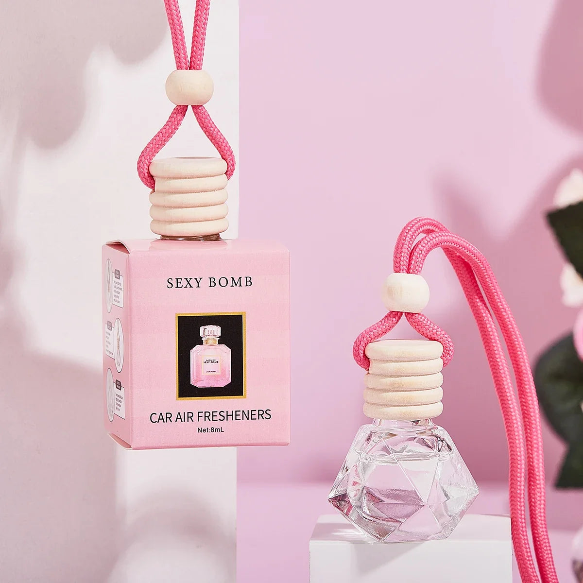 Pink Car Perfume Pendant | Rearview Mirror Fragrance Diffuser Car Fragrance Pendant Qme