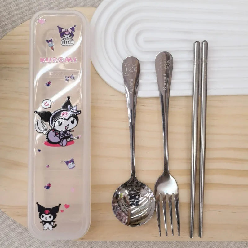 Kuromi 3-Piece Stainless Steel Portable Cutlery Set Portable Cutlery Set Qme 1