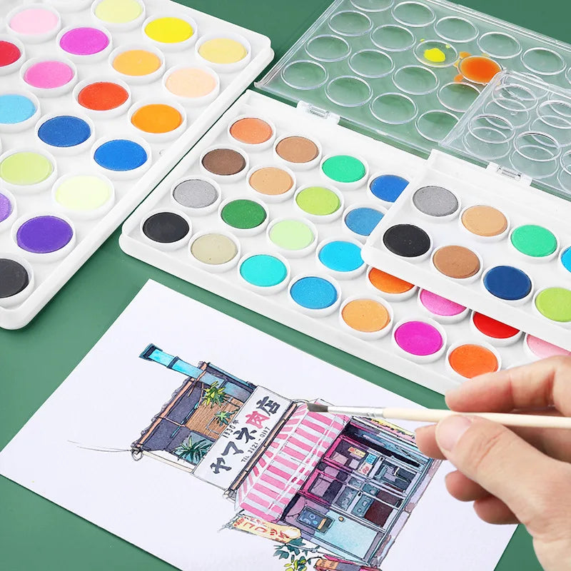 Portable Solid Watercolor Paint Set – 12 to 48 Colors Watercolor Paint Set Qme