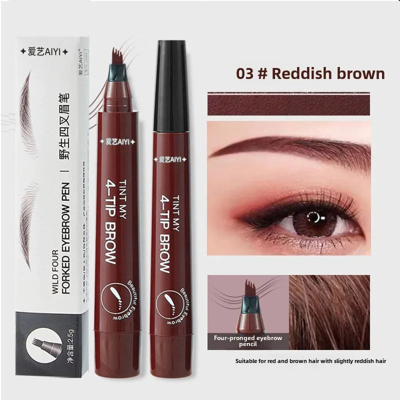 Waterproof Microblading Eyebrow Pen – 4 Split Head, 5 Shades Eyebrow Pen Qme 03 Reddish brown