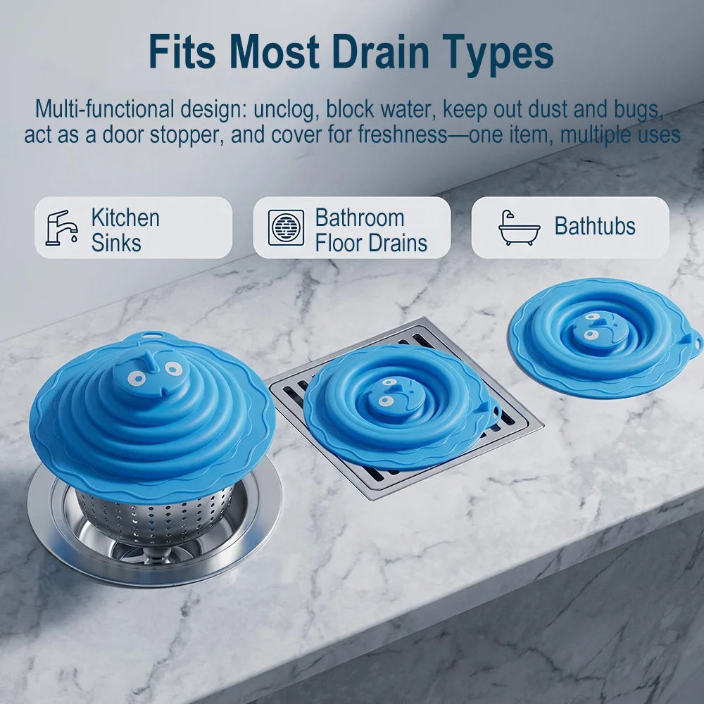 Silicone Drain Stopper – Universal Sink & Bathtub Plug 2-Pack Silicone Drain Stopper Qst