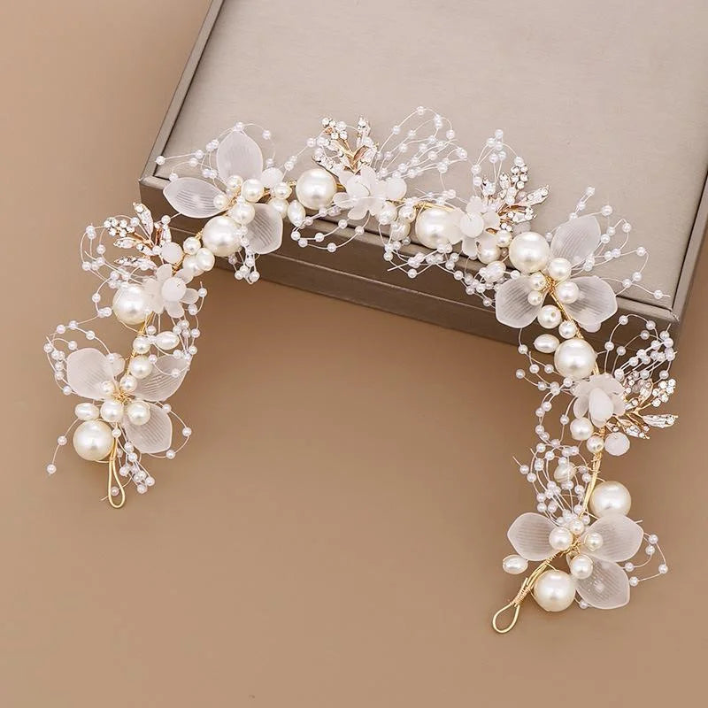 Children's Princess Tiara Crown Wreath Headband | Girls Princess Tiara Headband Qme White